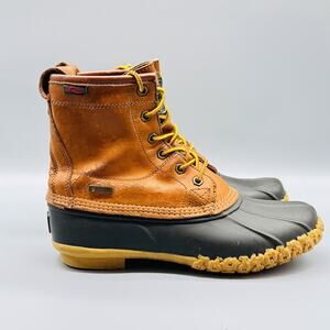 G H Bass Boots Mens Size 8 Waterproof Duck Leather Rubber Sole Outdoor Hiking